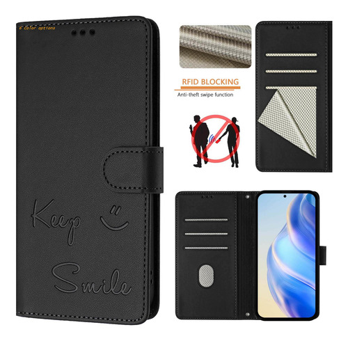 Funda De Piel Con Forma De Cara Sonriente Para Oppo A60 4g/a60 5g Con Función Atril, Cierre Magnético, Bloqueo Rfid