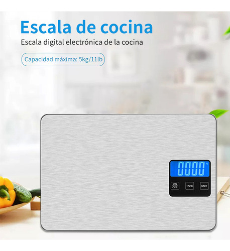 Báscula De Cocina Digital Acero Inoxidable Recargable 15kg