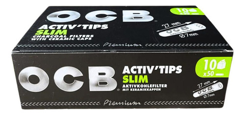 Filtro Carvão Ocb Activ Tips Slim Display Com 10 Unidades