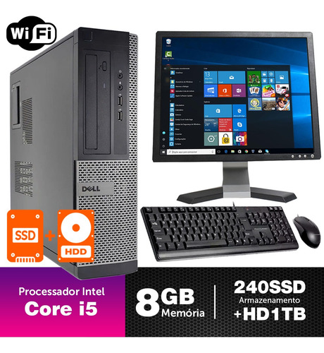 Imagem 1 de 5 de Cpu Corporativo Dell Int I5 2g 8gb Ssd240+1tb Mon17q
