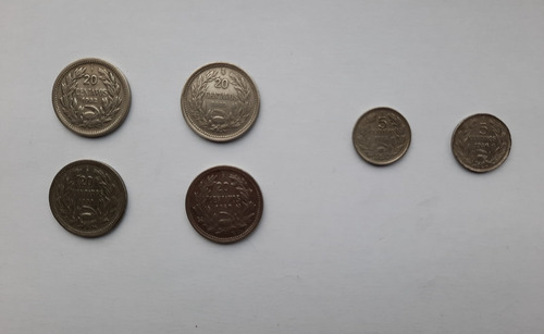4 Monedas Antiguas Chile 20 Centavos Y 2 De 5 Centavos (Usado)
