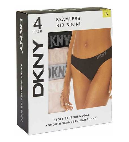 Dkny Calzones Mujer 4 Pack Rib Bikini Suave Elástico