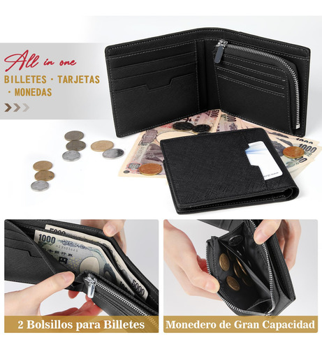 Carteras Para Caballero Piel Cartera Hombre Con Monedero 18