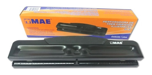 Perforadora Mae 3 Orificios Soft Grip P-3 /v Color Negro