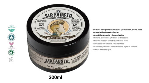 Sir Fausto Cera Capilar Old Wax Extra Fuerte 200gr Barberia