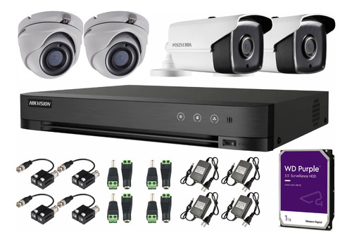 Kit De 4 Camaras Hikvision 5mp 2k 2camaras Ir 40m Disco 1tb