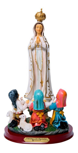 Virgen De Fátima Con Pastores De 20 Cm