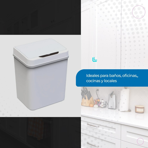 Imagen 5 de 9 de Cesto De Residuos Mio Rectangular Blanco Automático 9lts