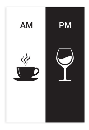 Imagem 4 de 4 de Placa Decorativa Vinho E Café Am/pm Minimalista 30x40cm