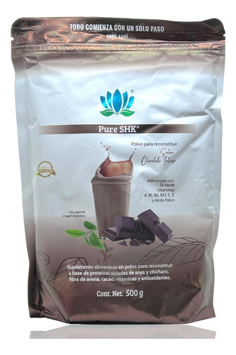 Proteína Soya Chícharo Chocolate 500 G Pure Shk Pure Health