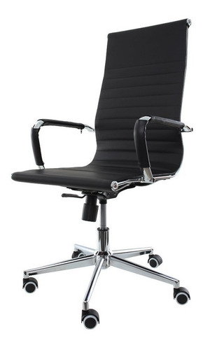 Imagen 2 de 2 de Silla de escritorio Royal Design Charles Eames presidente ergonómica negra con tapizado de cuero sintético