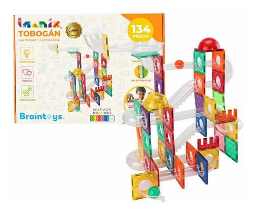 Set de construcción magnético Braintoys Imanix Tobogán 134 piezas en caja