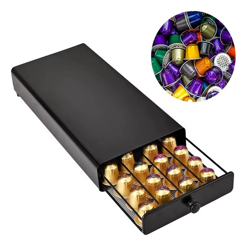 Organizador Capsulas Cafe Nespresso Cajon X40 Portacapsulas Color Negro