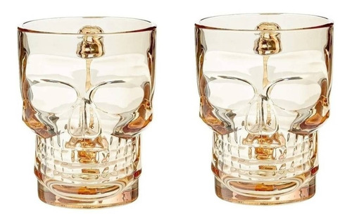 Set 2 Shoperos Calavera Dorado Tornasol  550 Ml