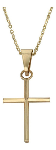 Cadena De Oro Con Dije De Cruz Tubo 10k Collar Hombre Mujer