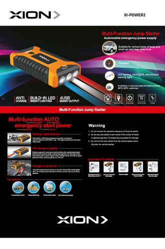 Arrancador De Auto Power Bank Y Linterna Xion Xi-power2
