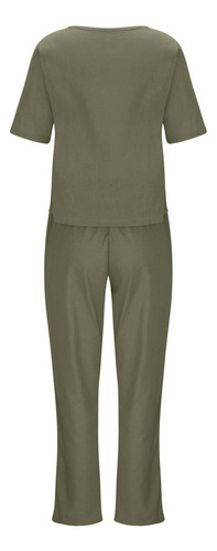 Conjunto De 2 Piezas Para Mujer Short Sets Algodón Lino
