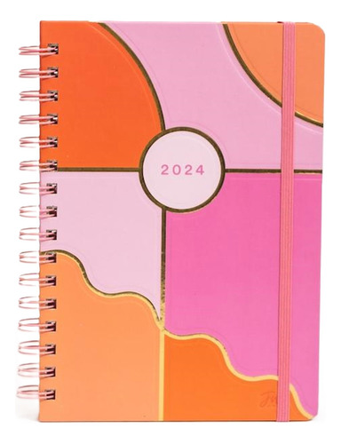 Agenda 2024 Fw Semanal Espiralada 15x21 Pastel Geometrica