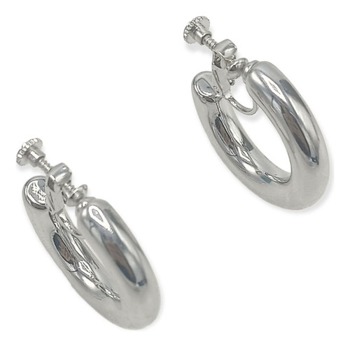 Aros Sin Perforacion Argollas Chunky Delgadas Plateadas