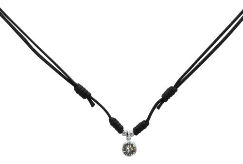 Collar De Plata 925 Hilo Negro Con Circón