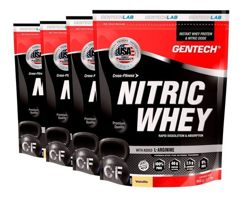 Gentech Nitric Whey X 500 L Arginina +oxido Nitrico Sin Tacc