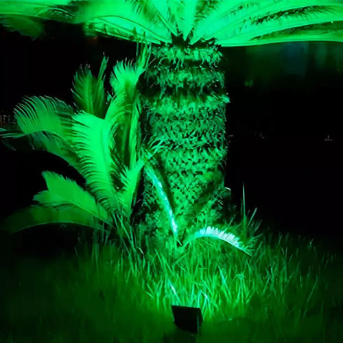 Kit 5 Refletor Led 10w Holofote Verde Bivolt Jardim Eventos Preto Verde