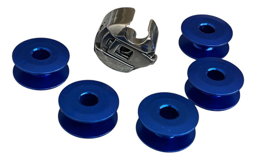 1 Bobina Y 5 Carretes Azules Para Máquina Recta Industrial