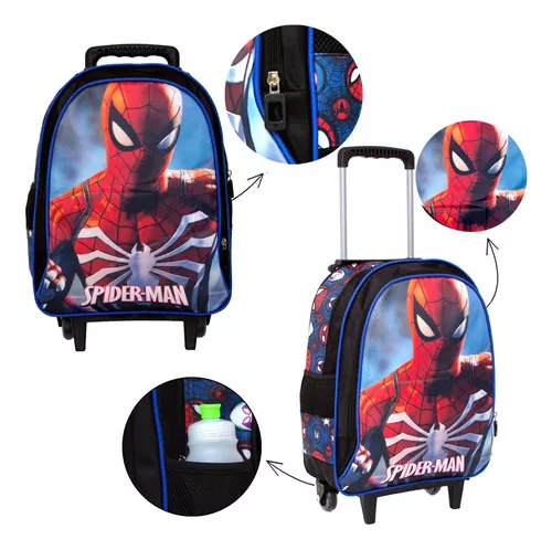 Mochila escolar con ruedas, lonchera y estuche de Spider-Man