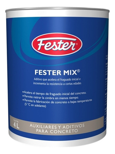 Acelerante Fraguado Concreto Fester Festermix 4lt 15200250 Color Gris