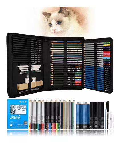 Kit De Arte Dibujo Profesional 71 Pcs; Lapices Colores Y Más