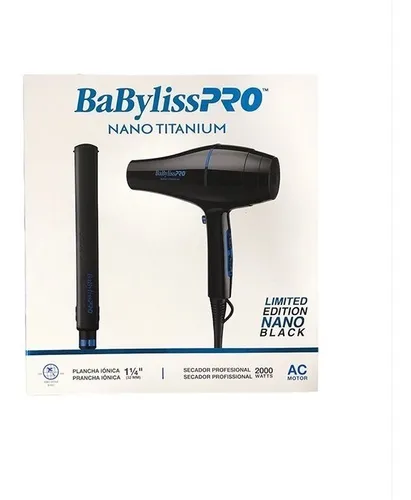 comprar Combo Profesional Babyliss Secador + Plancha Nano Black