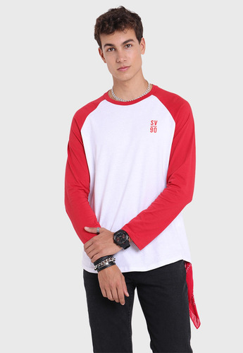 Imagen 1 de 5 de Polera Manga Larga Bicolor Hombre Soviet Spo2734bl