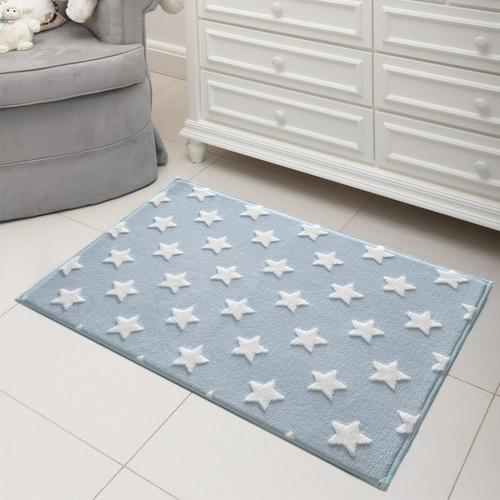 Tapete Infantil Antiderrapante Jolitex 0,70x1m Estrelas Azul