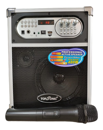 Parlante Cabina Sonido Recargable Bluetooth Usb Radio Fm Mic