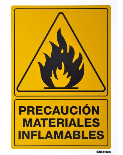 Señal De Materiales Flamables Señaletica Amarilla