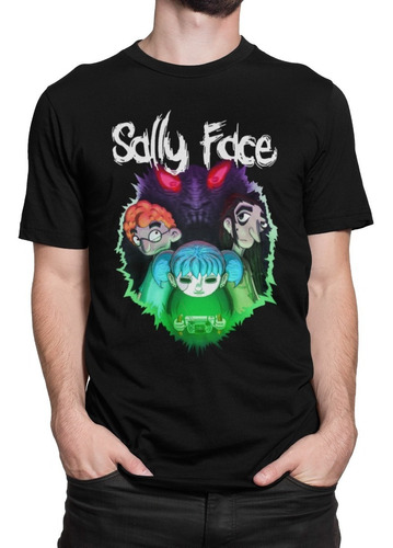 Camiseta Basica Algodão Personagem Sally Face Cabelo Azul