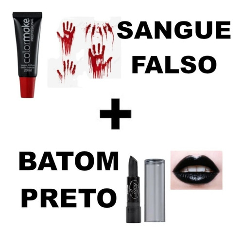 Kit Batom Preto + Sangue Artificial Promoção Loja Do Abençoa