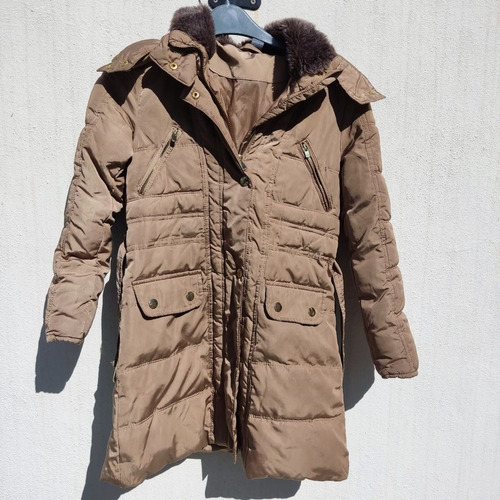 Campera Chaqueta  Niña Zara Dorada C/ Cinto Y Capucha Usada