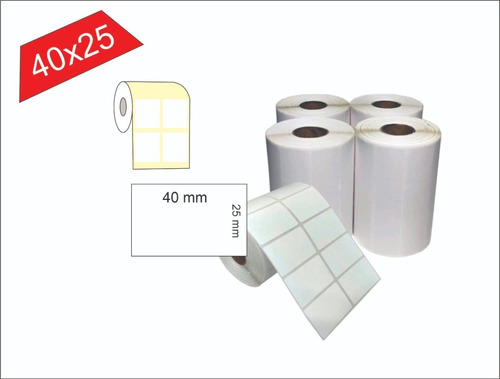 Etiqueta Térmica 40x25 2 Colunas Kit C/ 10 Rolos Cor Branco