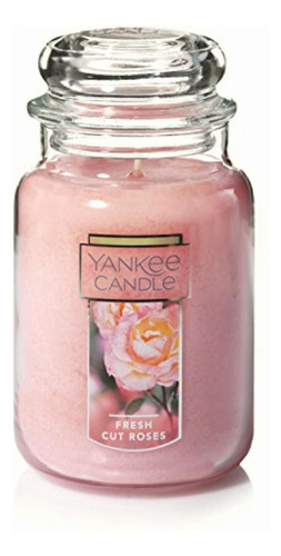 Yankee Candle Company Vaso Vela Grande Rosado Color Rosa Fragancia Rosa Liso