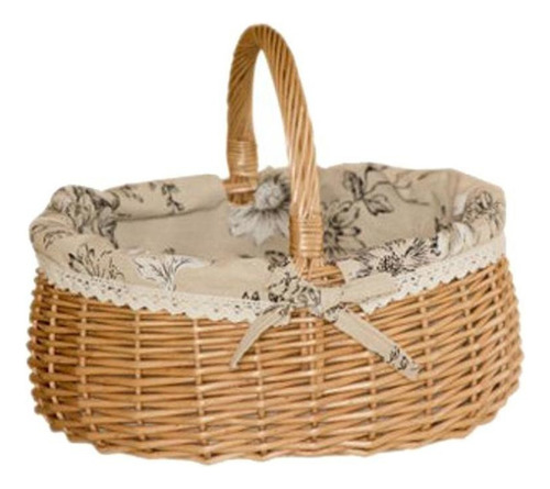 Cesta De Armazenamento De Piquenique De Vime Tecido De Palha