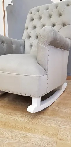 Imagen 6 de 10 de Sillon Mecedor Milano Para Amamantar Tapizado En Pana