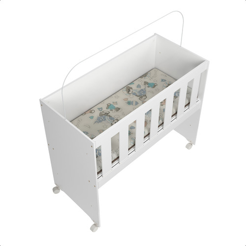 Mini Berço Multifuncional C/ Colchão E Rodizio Branco 5x1 Mesa Infantil Recreativa E Trocador Decormobily