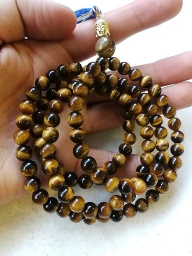 Japa Mala Ojo De Tigre 108 Piedras Collar Budista 8mm+ Envio