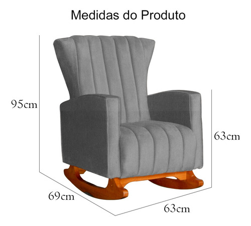 Poltrona Melinda Pés Balanço Suede Cores - Ds Estofados Cor Cinza