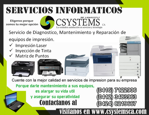 Imagen 1 de 4 de Servicio Técnico A Domicilio De Impresoras, Copiadoras, Pcs