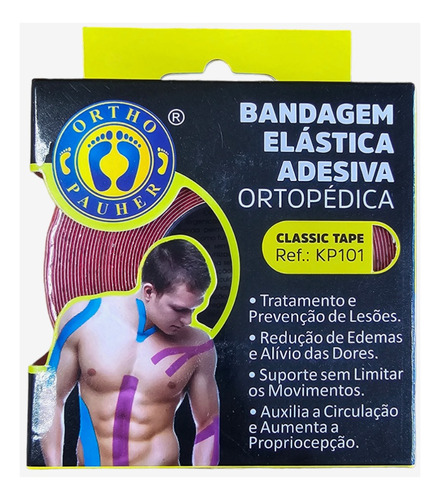 Bandagem Elástica Kinesio Pauher Classic Tape Cor Vermelho
