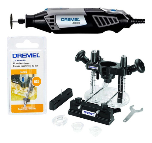 Retífica Dremel 4000 Com Tupia Guia De Corte 335 E Fresa 615 220v