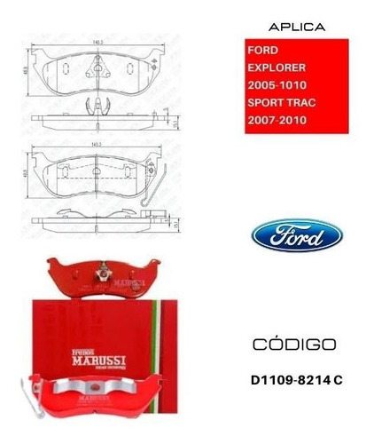 Pastillas Traseras Frenos Ford Explorer Sport Trac 07-10