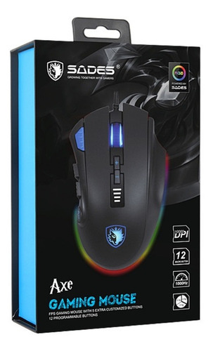 Imagen 5 de 5 de Sades Axe Mouse Gamer Con Pesas Botones Laterales 10.000 Dpi
